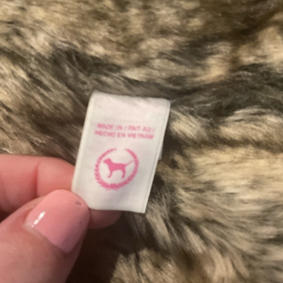 VS Victoria’s Secret PINK VTG Faux Fur Bling Sequin Hoodie Jacket Sweatshirt Y2K - Picture 5 of 12